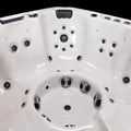 Luxury 7-seat Portable Freestanding Rectangular Acrylic Hot Tub with 70 Nozzles, LED Lighting, and Spa Massage Function.