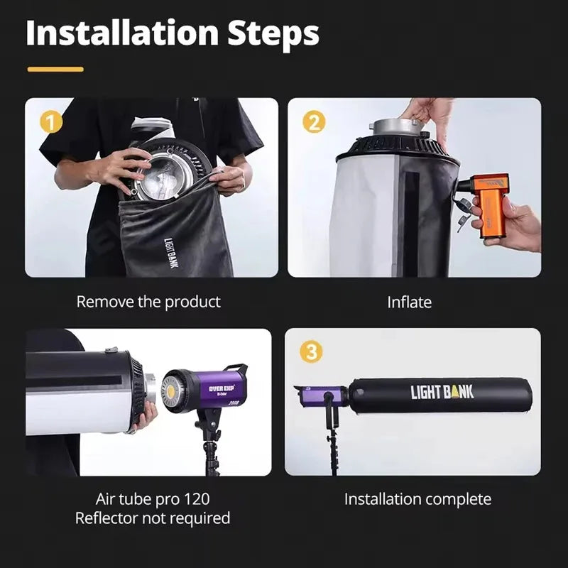 NEW Flynoodle Air Tube Pro 120 Light Bank Softbox for Aputure Nanlite Godox ZHIYUN COLBOR LED Video Light Diffuser Accessories