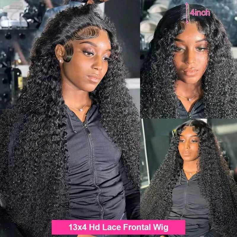 42inch 13x4 13x6 Deep Curly Lace Frontal Wig 250% Density Human Hair Pre Plucked Brazilian Human Hair Wigs For Women
