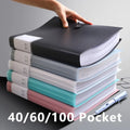 A4 Display Paper File Folder 40/60/100 Pockets Document Organizer with Snap Closure Office School Stationery