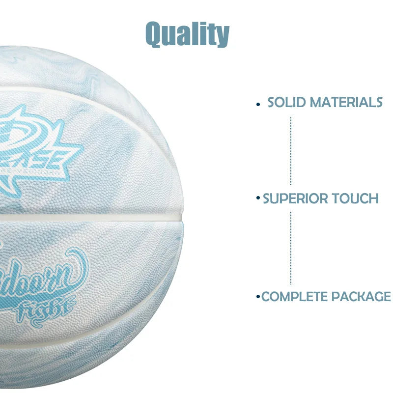 White Blue PU Basketball Ball Official Size 7 Free Needle | SAMAG