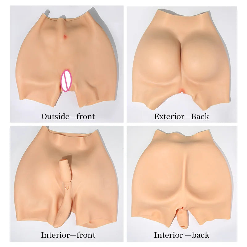 Extra Thick Men's Silicone False Vagina Pants Sexy Buttocks 2cm Shemale Cosplay Crossdresser Drag Queen Hip Enhancer Pant