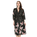 Linccure Women's Crane Print Satin Kimono Robe Silky Half | SAMAG