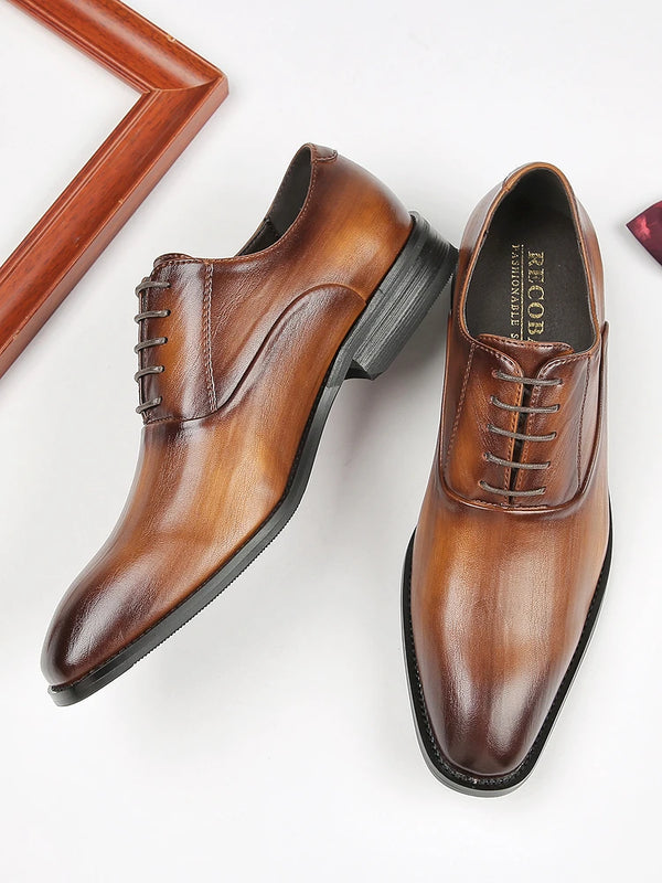 New 2026 Pointed Toe British Style Business Formal Leather Shoes Men's Buckle Casual Gentleman Office Wedding Oxford Shoes