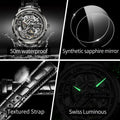 OUPINKE 3173 Fully Transparent Hollowed Automatic Mechanical Watches for Man Luxury Original Leather Strap Waterproof Mens Watch