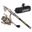 Lixada Carbon Fiber Telescopic Fishing Rod and Spinning Fishing Reel Combo Full Kit Fishing Tackle Carrier Bag Fishing Gear Set