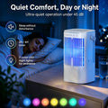 Portable cooling fan with seven-color night light, 900ml large capacity, USB interface, suitable for living room, bedroom, etc