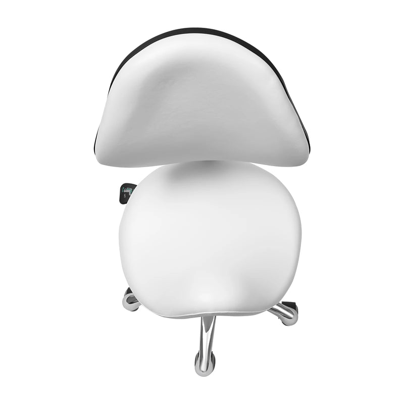 Rolling Saddle Stool Work Chair Height Adjustable  with Wheels +Backrest Heavy Duty