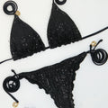 Sexy glitter sequine plain bikinis sets two pieces thong | SAMAG