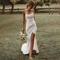 Customized Simple Mermaid White Wedding Dresses Spaghetti | SAMAG