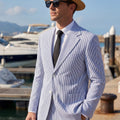 BYLUNTA Mens Suit 2 Piece Slim Fit Stripe Suits Tuxedo Blazer Jackets Pants Set Summer Beach Wedding Outfit for Mennt)