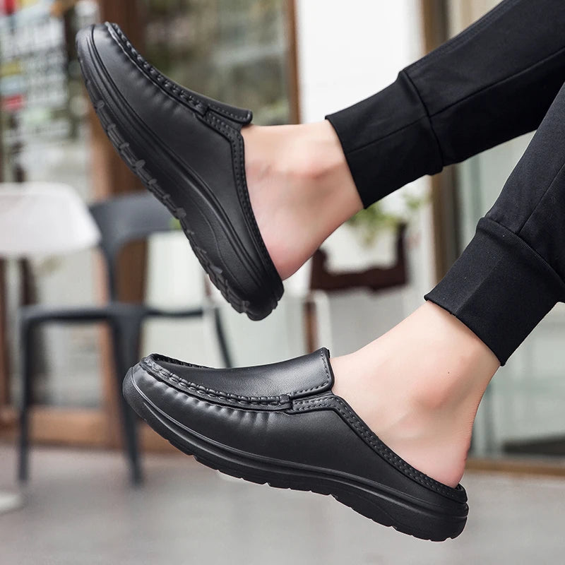 Chef shoes summer new plus size baotou half slippers non slip oil resistant business casual men's chef shoes breathable EVA shoe