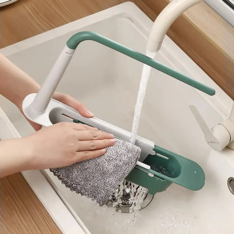 Telescopic Over Sink Organizer Rack Adjustable Kitchen Storage Tray for Soap Sponge Towel with Ventilated - View 3 | SAMAG