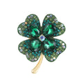 WEIMANJINGDIAN Brand Green Four Leave Clover Irish Shamrock Lucky Crystal Brooches and Lapel Pins Collections
