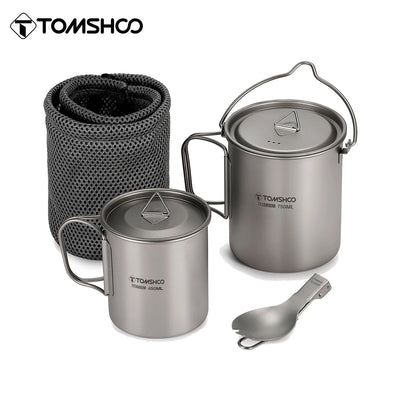 Tomshoo Titanium Cookware Set Ultralight 750ml Pot 450ml | SAMAG