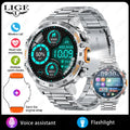 LIGE 2024 Smart Watch Men 360*360 AMOLED HD Screen Waterproof Sport Fitness Watches Flashlight New Men Smartwatch For Andrio IOS