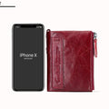 CONTACT'S Fashion Genuine Leather Women Wallet Bifold Card Holder Coin Purse Small Women's Purse Money Clip Men Pocket Wallets