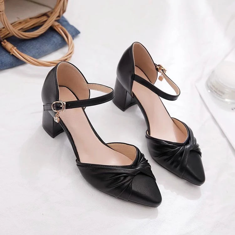 Elegant Bow Prom Party Heels | 2026 Spring Women's Block Heel Ankle Strap Pumps | Comfortable Cutout Closed Toe Casual Sandals