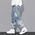 Korean Clothing Men Letter Printed Jeans High Waisted | SAMAG