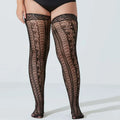 New Women's Fashion Plus Size Large Black Fishnet Lace Thigh High Stockings Non-Slip Girls Over The Knee Long Socks Female 3XXXL