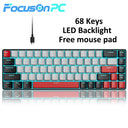 FocusOnPC MK-BOX Portable 60% Mechanical Gaming Keyboard, 68 Keys Compact Wired Keyboard with LED Backlight for Gaming & Office, Compatible with PC, Laptop & Mac, Free Random Mouse Pad Included