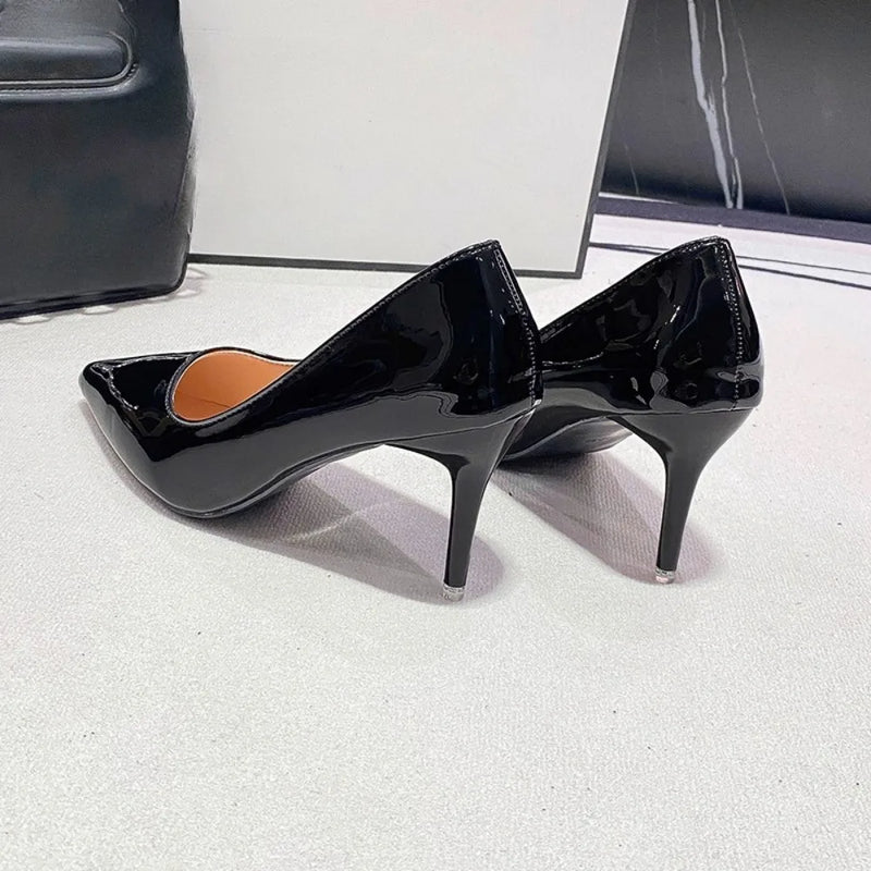 Sexy Black Sole Thin 6cm 8cm 10cm Heel High Heels Classic Style Black Office Work Shoes Light Lady Pumps Plus Size 43