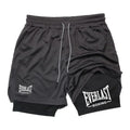 Men's fashionable double-layer sports shorts EVERLAST printed sports shorts, double-layer quick drying basketball muscle fitness