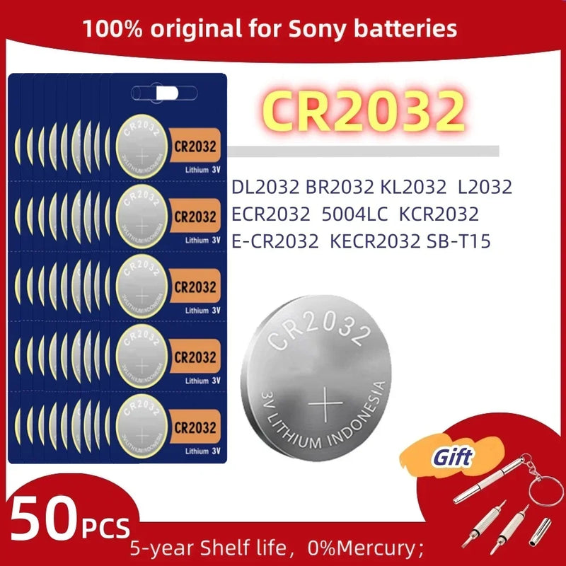50PCS Original For Sony CR2032 CR2025 CR2016 CR1632 Lithium Battery Watch Calculator Car Key Remote Control Button Coin Cells