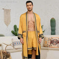 Men's Long Robe Pajamas Set Baroque Style Bathrobe Kimono Shorts Pijamas Spring Summer Sleepwear Home Clothes Satin Loungewear