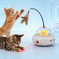 Interactive Cat Toys with Feather Wand & Laser Teaser, Automatic Rechargeable Pet Chase Toy with Soft Night Light, Self-Moveing