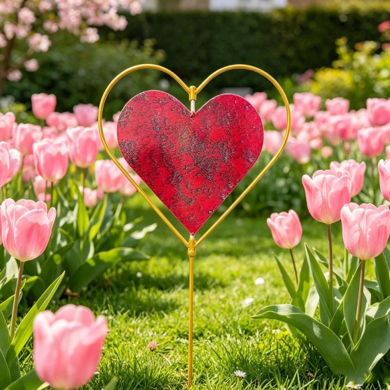 Garden Decors for Outside,Metal Love Heart Decorative Garden Stakes Yard Art Garden Decorations for Outdoor Pathway 37JD
