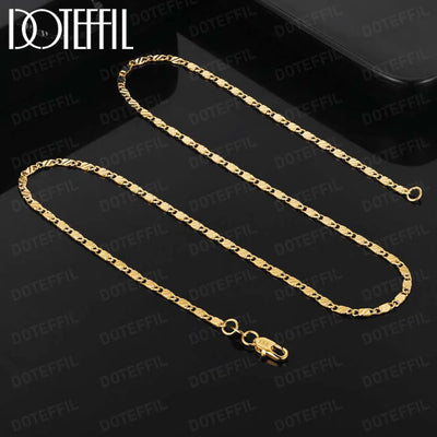 DOTEFFIL 18K Gold 2mm Charm Chain Necklace 16/18/20/22/24/26/28/30 Inch For Women Man Wedding Fashion Jewelry | SAMAG