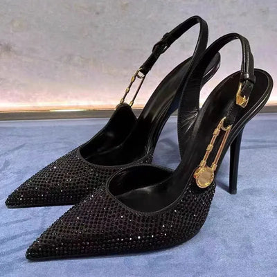 Luxury Rhinestones Sequined Buckle Women Pumps Elegant | SAMAG