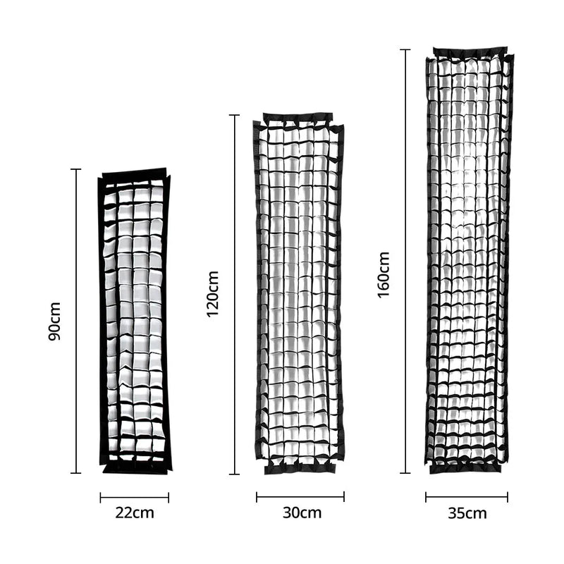 AMBITFUL 22x90cm 9"x 35" 30x120cm 12"x47" 35x160cm 14"x63" Rectangle Strip Softbox Honeycomb Grid (Does not include softbox)