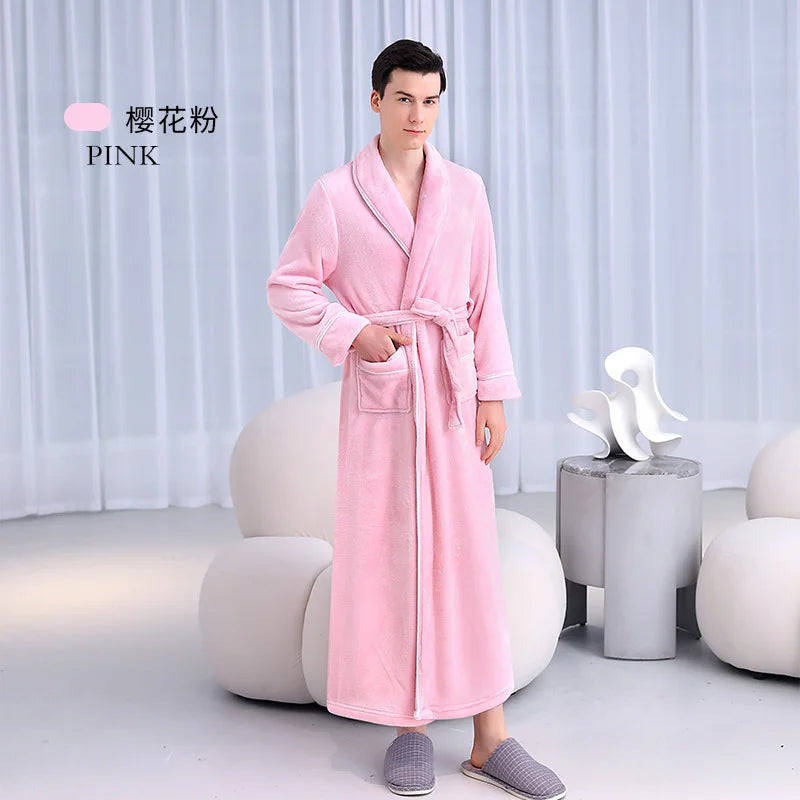 Warm Coral Fleece Kimono Bathrobe Gown Winter Thickened | SAMAG