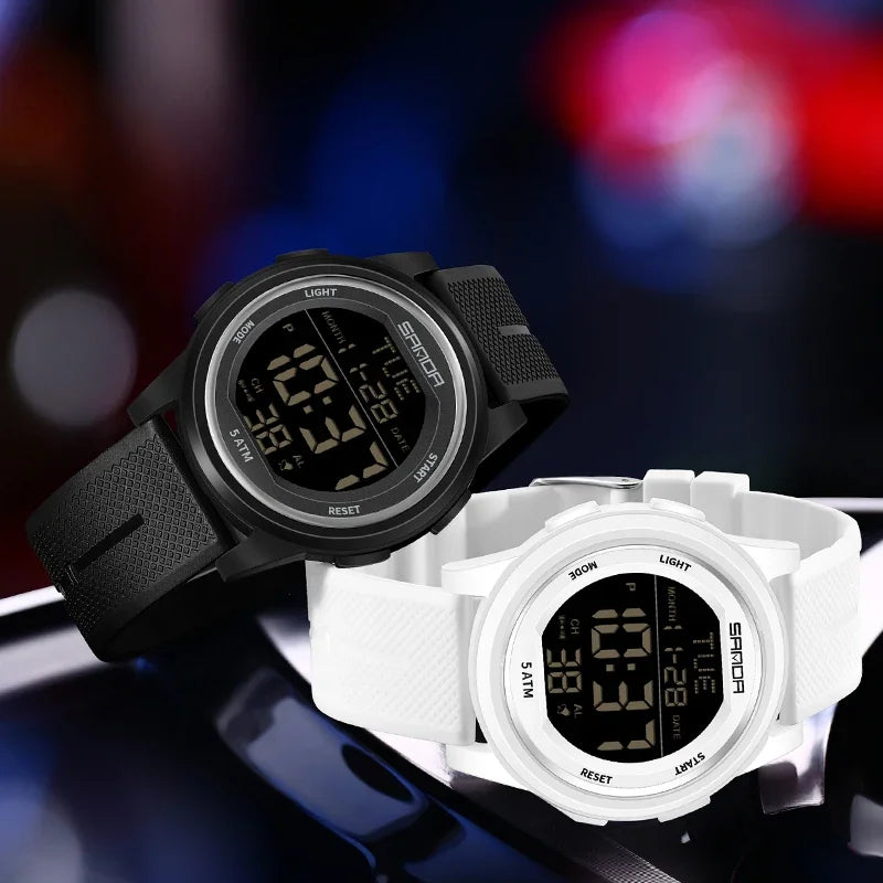SANDA 6182 Multifunction Waterproof LED Digital Mens Wristwatches Sport Electronic Watch for Alarm Clock - Visuel 3 | SAMAG