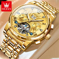 OLEVS 9910 Mens Watch Original Luxury Tourbillon Automatic Mechanical Watche Waterproof Luminous  Day-Date Watch With Box Reloj