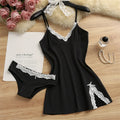 Women Pajama Cotton Suspender Nightdress Set Cute Lace | SAMAG