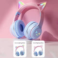 Cat's Ears Headset RGB Light Smile Face TWS Headset Gradient New Headphone Pink Little Girl Earphone Gift Suitable for Any Phone