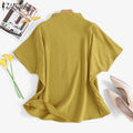ZANZEA Causal Pure Cotton Blouse Summer Women Solid - View 5 | SAMAG