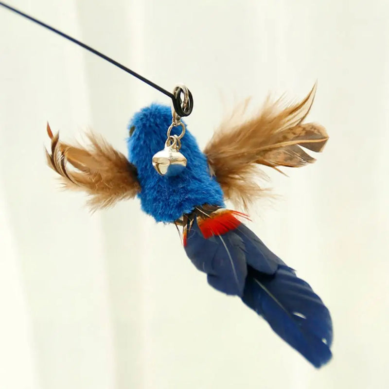 Plush Simulated Bird Cat Stick Head Cat Teaser Stick Colorful Cat Playing Teaser Wand Suction Cup Teaser Toy Interactive Cat Toy