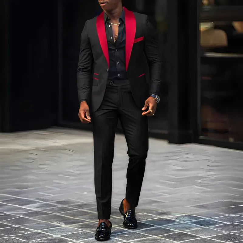 2 - Piece Men's Suit Suitable For Wedding Business Single Button Jackets And Pants Sets, Slim Fit - View 10 | SAMAG