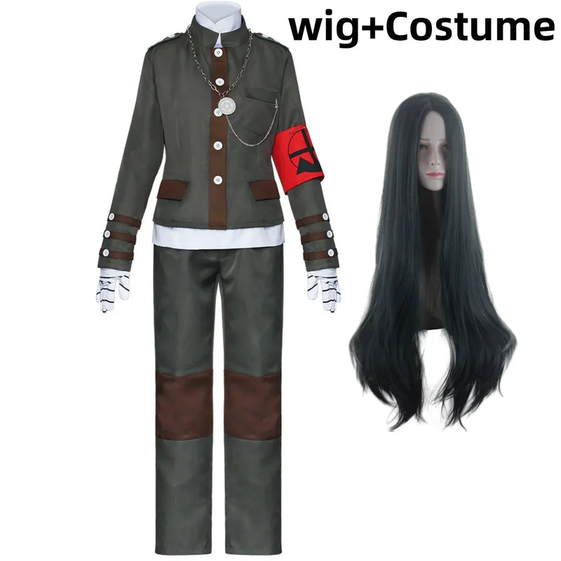 Anime Game Korekiyo Shinguji Cosplay Costume Wig Dark Green Military Uniform Coat Hat Full Set Man Woman Halloween Carnival Suit