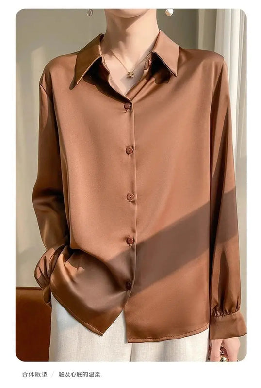 Fashion Loose Solid Color Turn - down Collar Simplicity - View 7 | SAMAG