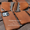 YMW Handmade Italian Genuine Leather Case for iPhone 17 16 15 Pro Max Magnetic Luxury Business Retro Cow Phone Cover