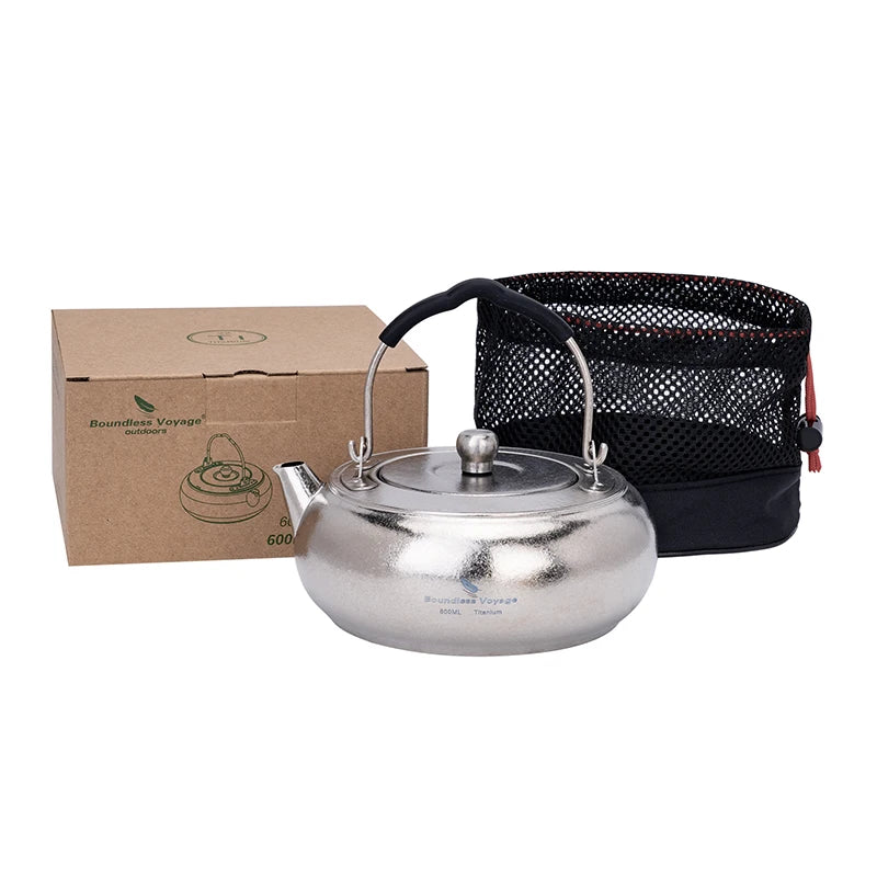 Boundless Voyage Camping Kettle Titanium Tea Pot Water Jug Outdoor Cookware for Backpacking Hiking Ti3105D Crystalline Silver