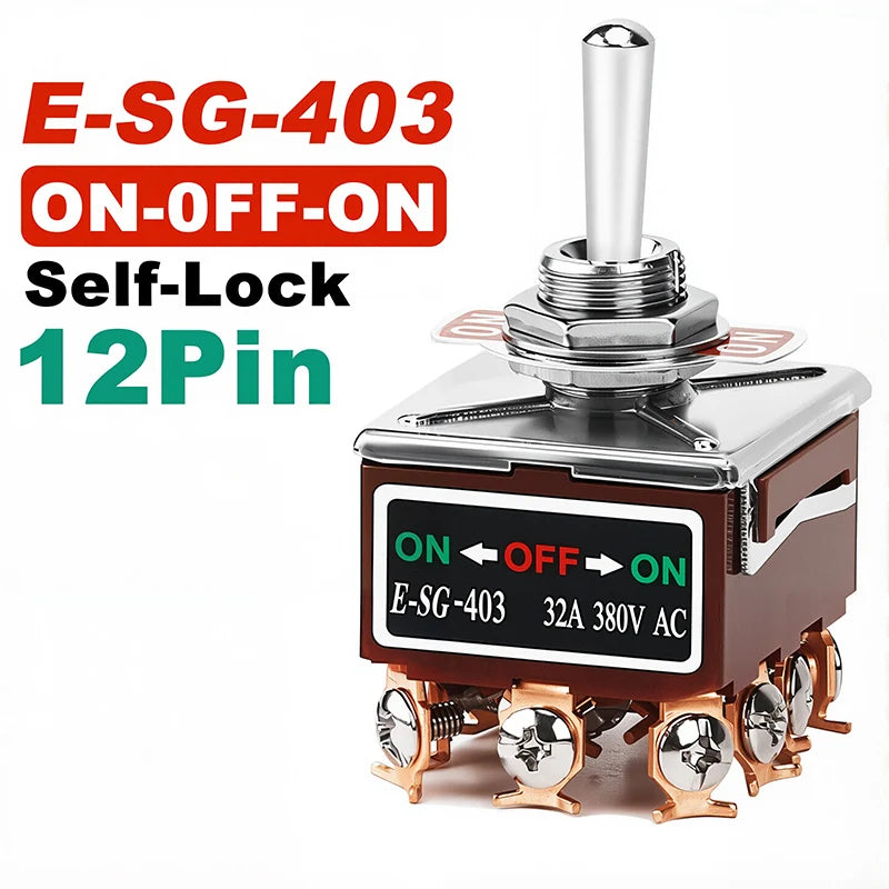 High Current Rocker Switch 2/3/4/6/8/9/12Pin Self Reset/Self-locking Toggle Switch Copper Pin 32A 250VAC Power Button Switch