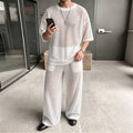 INCERUN Men's Sets See Through Mesh Short Sleeve T Shirt Pants Two Piece Streetwear Sexy Matching - View 3 | SAMAG