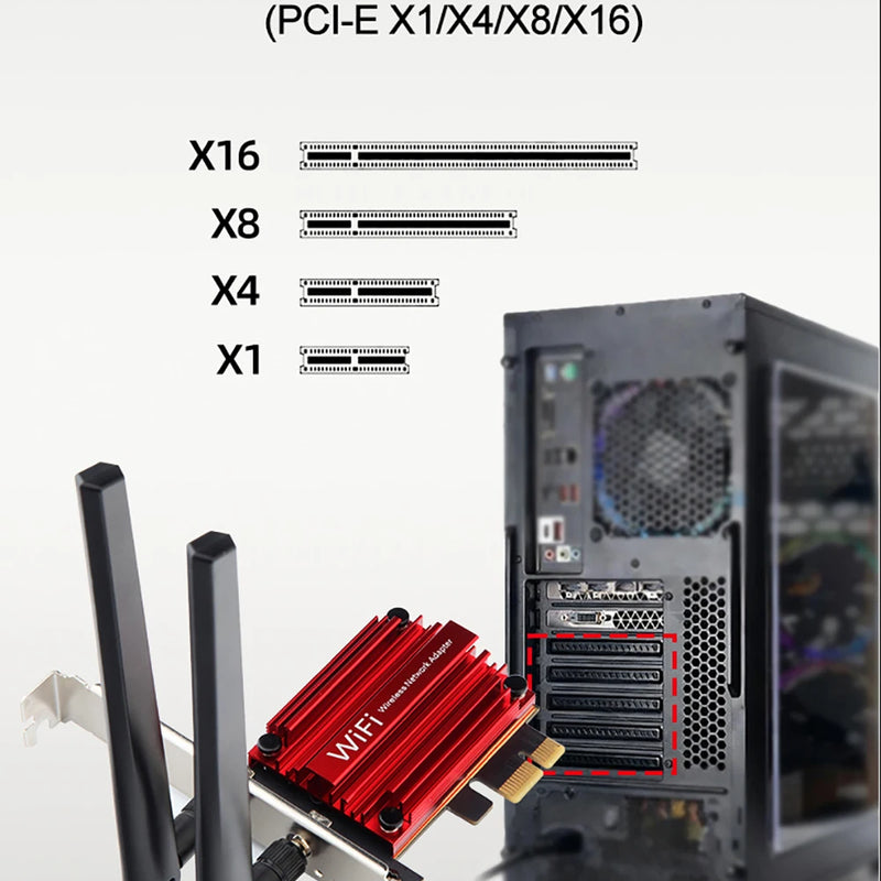 PCI - E WiFi 6E Triple Band 5374Mbps Bluetooth 5.3 Adapter RTL8852CE Gigabit Wireless Network Card for - Visuel 6 | SAMAG