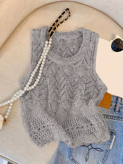 Women's knitted openwork vest, flattering, elegant | SAMAG